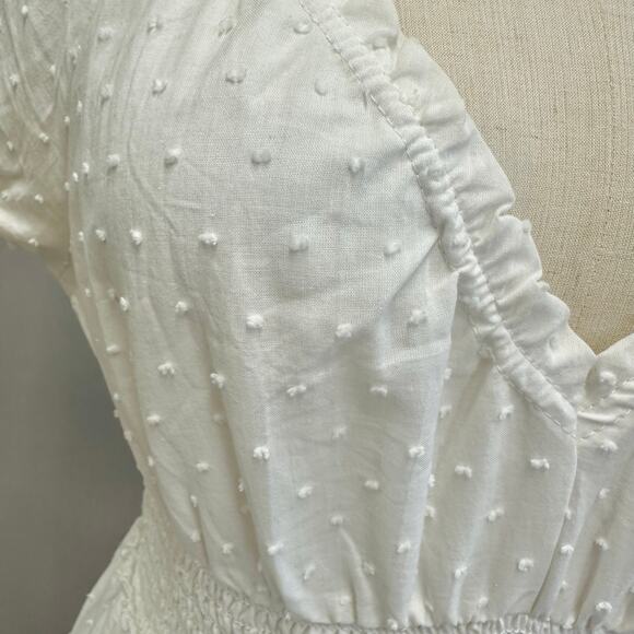 Betsey Johnson Cotton Clip Dot Sweetheart Smocked Midi Dress Size Medium Cottage - Picture 9 of 15